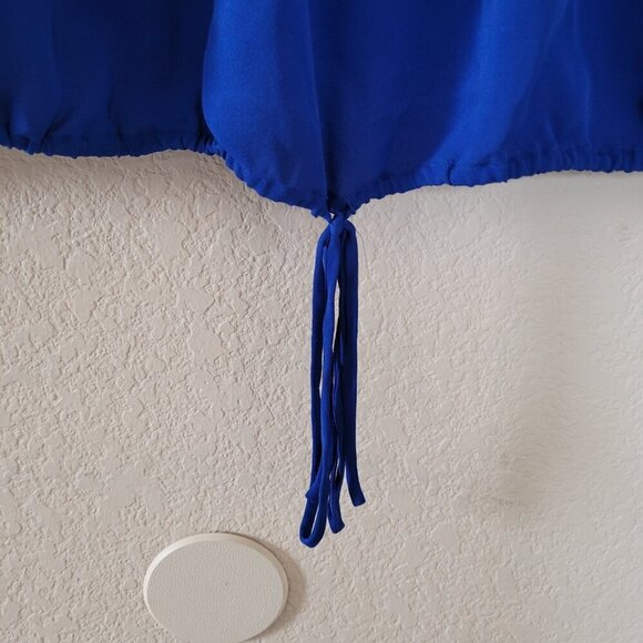 Diane Von Furstenberg Womens Blouse 100% Silk Blue Elegant Size M Medium - Picture 4 of 8